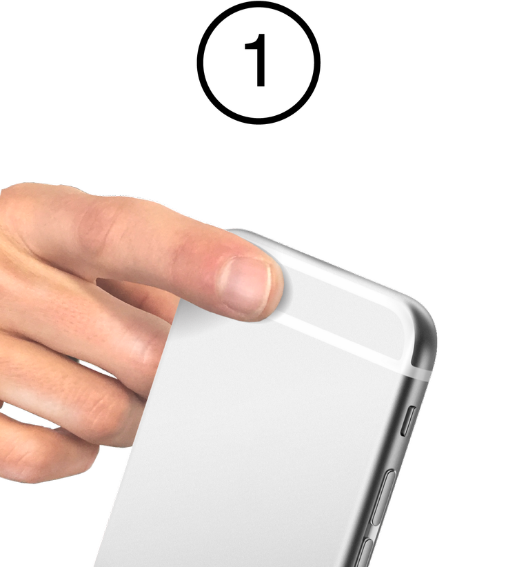 Remove any phone case and place right index finger over the rear camera lens and flash.